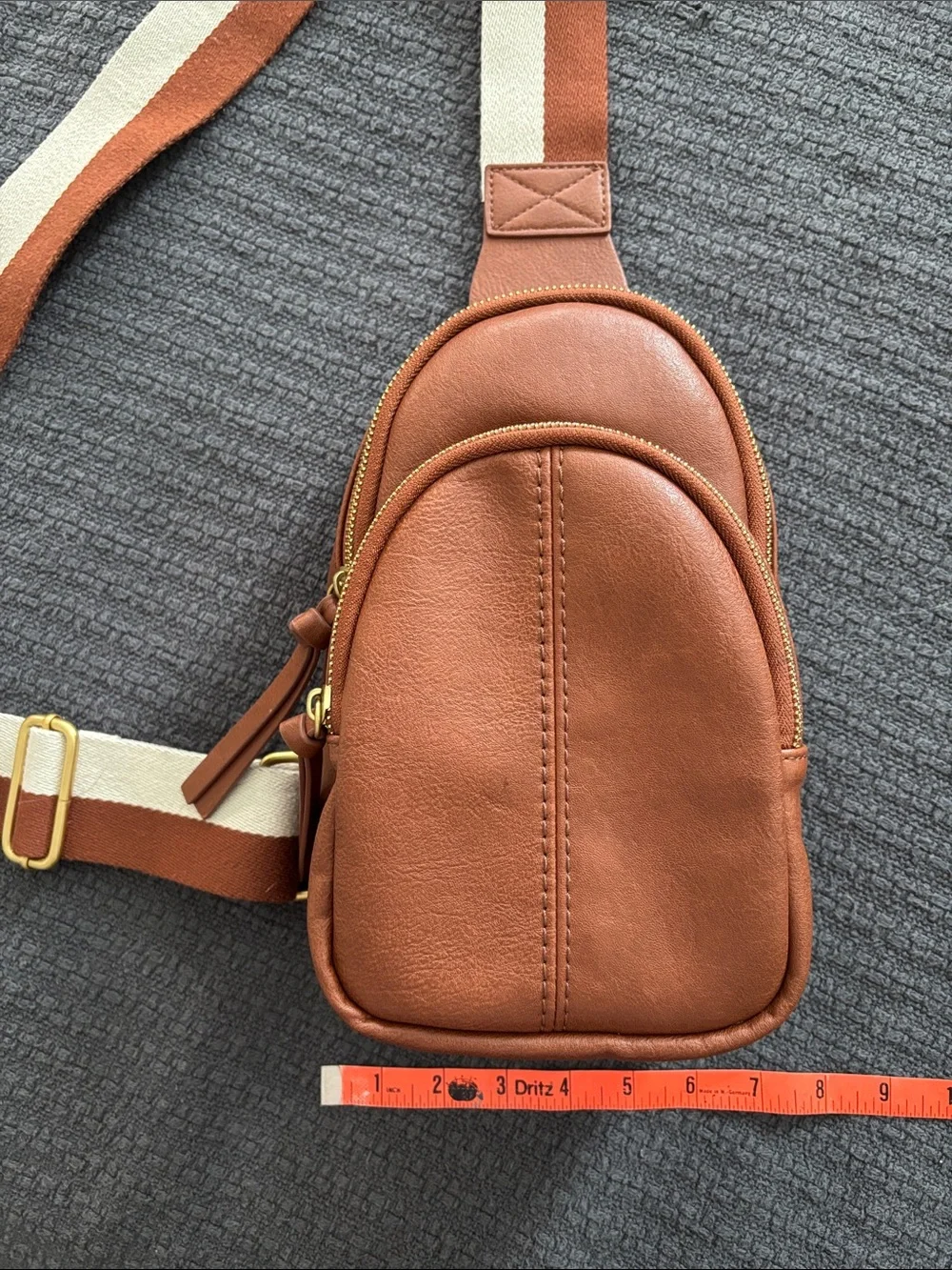 Sonoma Brown Leather Sling Belt Bag with Cream & Brown Strap